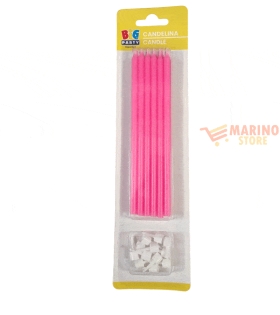 Candeline matita rosa 12 pz 15 cm