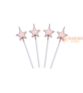 Candeline picks stelle rosa gold metal 13 cm 4 pz