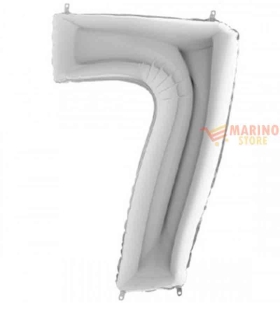 Palloncino Argento Mega numerone 7 in mylar da 101 cm - 1 pz