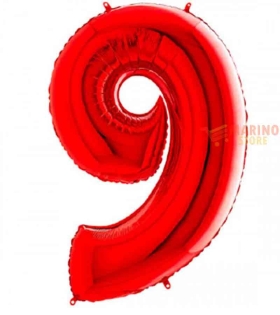 Palloncino Rosso Mega numerone 9 in mylar da 101 cm - 1 pz